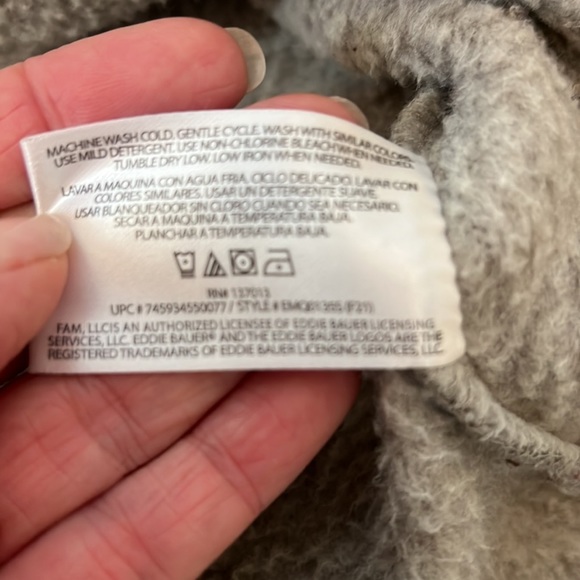 Eddie Bauer 1/4 Zip Fleece Lined Pullover  XL  Heather Tan - Picture 5 of 6